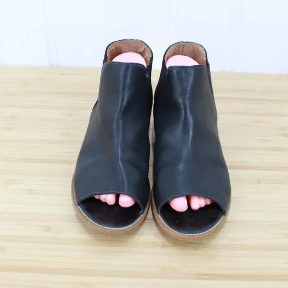 Musse & Cloud Ciara Black Leather Ankle Open Toe Booties Size 10 / 40 - Picture 5 of 9